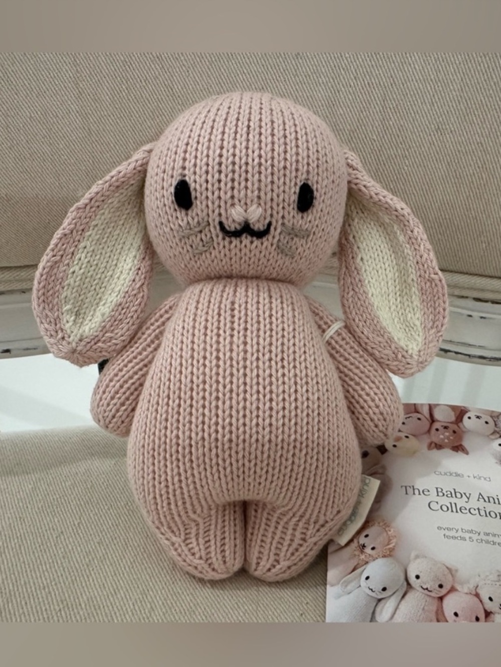 NWT Cuddle + Kind Knit Baby Bunny (Rose) Hand-Knit Doll